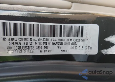 2015 Jeep Grand Cherokee Limited z USA, uszkodzony, nr VIN 1C4RJEBG1FC217804